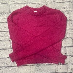 Abound hot pink cropped fuzz sweater